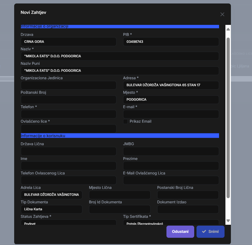 New Request Step 3 Screenshot